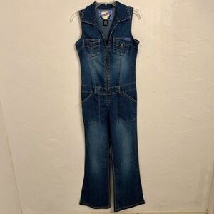 Yada Yada Stretch Vintage Y2K Denim Jean Flare Jumpsuit Womens Sz M